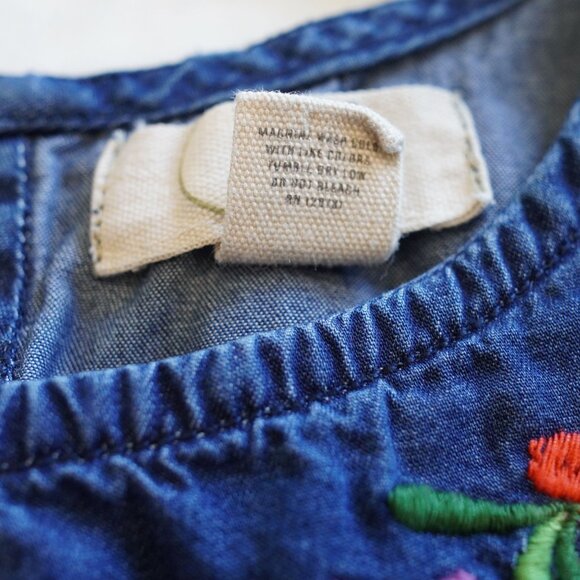 Peek‎ Kids Embroidered Denim Dress M 6–7 Floral Boho India - Picture 7 of 8